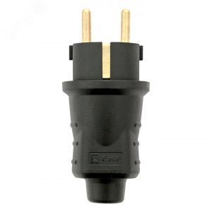 Вилка прямая 16А 2P+PE 230В IP44 каучук черн. RPS-011-16-230-44