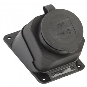 Розетка 1-м Омега РБу13-1-0м IP44 угловая настен. с заземл. с защ. крышкой каучук черн. PKR22-016-2-K02