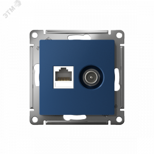 Розетка компьютерная + телевизионная 2-м AtlasDesign RJ45 кат.5E аквамарин SE ATN001189