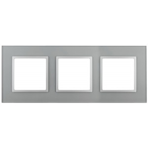 14-5103-03 Рамка на 3 поста, стекло, Elegance, алюминий+алюм (5/25/900) Б0034508