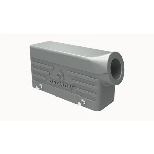 Крышка разъема D24B-SE-4g-PG21, Крышка разъема на кабель, типоразмер 24B, без уплотнителя, 1 отверстие с резьбой для кабельных вводов PG21, с боковым расположением, без защелок (упоры для двух защелок), материал корпуса: алюминиевый сплав