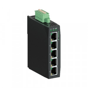 Коммутатор WIENET UMS 5-L, Коммутатор серии WieNet, неуправляемый, 5 портов RJ45 скорость передачи 10/100 MBit/s, номинальное напряжение: 12-48 VDC, монтаж: на DIN рейку, материал корпуса: пластик