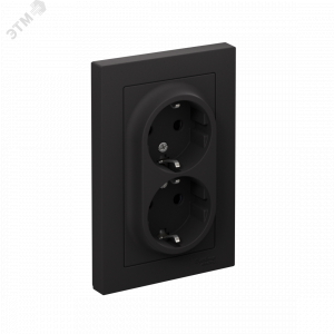 Розетка 2-м СП AtlasDesign 16А IP20 с заземл. защ. шторки в сборе карбон SE ATN001026