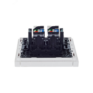 FORTE&PIANO Розетка компьютерная двойная RJ45 кат.5E FP233 белый IEK FP-K20-1-K01