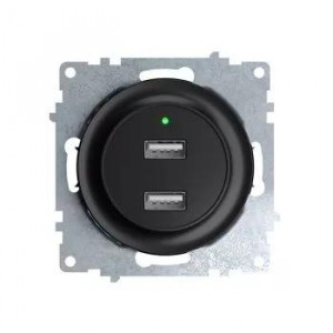 Розетка USB 2-м СП Florence 16А IP20 с подсветкой механизм черн. (1E10351303) 2260092