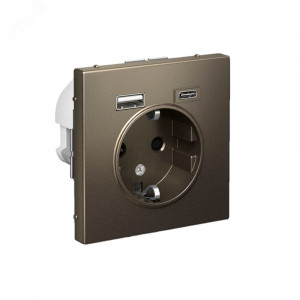 ARTGALLERY розетка 16А с 2 USB A+C, 5В/2,4А/3,0А, 2х5В/1,5А, механизм, мокко GAL000632