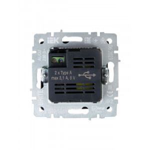 Розетка BRITE USB A+A 3.1А РЮ10-1-БрЧ черн. BR-U21-D31-K02