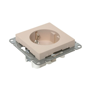 Механизм розетки, 16А, с заземлением, без шторок, кремовый Эпика EKF UP1-SOI-110