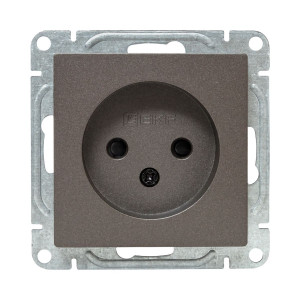 Механизм розетки, 16А, без заземления, со шторками, мокко Эпика EKF UP1-SOM-101