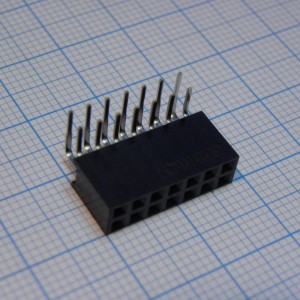 DS1024-2X7R2, Гнездо на плату угловое 2x7 конт., шаг 2.54 мм., длина 8.5мм