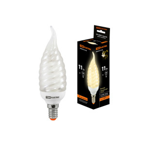 Лампа энергосберегающая КЛЛ-СTW-11 Вт-2700 К–Е14 (витая свеча на ветру) (mini) SQ0323-0140