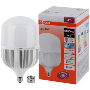 Лампа светодиодная высокомощная LED HW 100Вт T матовая 6500К холод. бел. E27 10000лм 140-265В с адаптером E40 угол пучка 200град. PF>/=09 (замена 1000Вт) OSRAM 4058075577015
