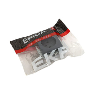 Механизм розетки, 16А, без заземления, со шторками, графит Эпика EKF UP1-SOG-101