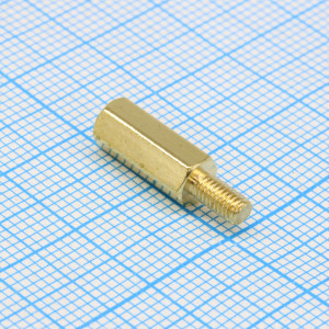 L-KLS8-DBL-M3-E5.0-L12, Стойка латунная, без покрытия шестигранная М3 отверстие-винт, L=12мм