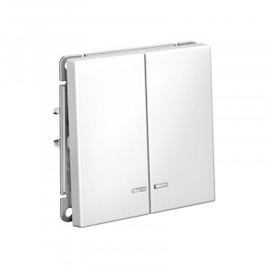 ARTGALLERY 2-клавишный ВЫКЛЮЧАТЕЛЬ с подсветкой, сх.5а, 10АХ, механизм, быстрозажимные клеммы, БЕЛЫЙ GAL000153S