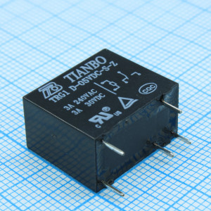 TRG1-D-5VDC-S-Z, Реле силовое 3А одна группа на переключение катушка 5В 0.45Вт
