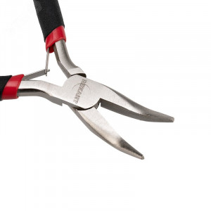 Тонкогубцы изогнутые мини 120мм никелированные, авторазжим, обливные рукоятки 12-4603