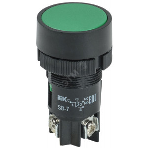 Кнопка SB-7 "Пуск" d22мм 1з+1р 240В зел. IEK BBT40-SB7-K06