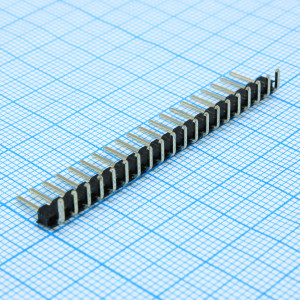 DS1022-1X20RDF11-B, Соединитель штыревой, вилка на плату однорядная угловая, 20pin(1x20), шаг 2.54мм (A=3mm, B=6mm, C=6.07mm), тип - D
