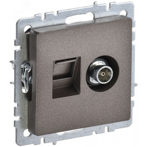 BRITE Розетка двойная TV+RJ45 кат.5E РТВ/РК12-БрТБ темная бронза BR-AK20-1-K45