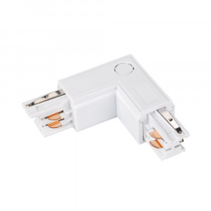 Коннектор угловой LGD-4TR-CON-L-EXT-WH (C) 024718, Угловой коннектор 90 градусов, питание по внешней стороне (определение необходимого коннектора происходит относительно контакта заземления системы). Цвет белый. 99х99х33 мм с контактами, 66х66х33 мм без контактов. При использовании с треками и аксессуарам