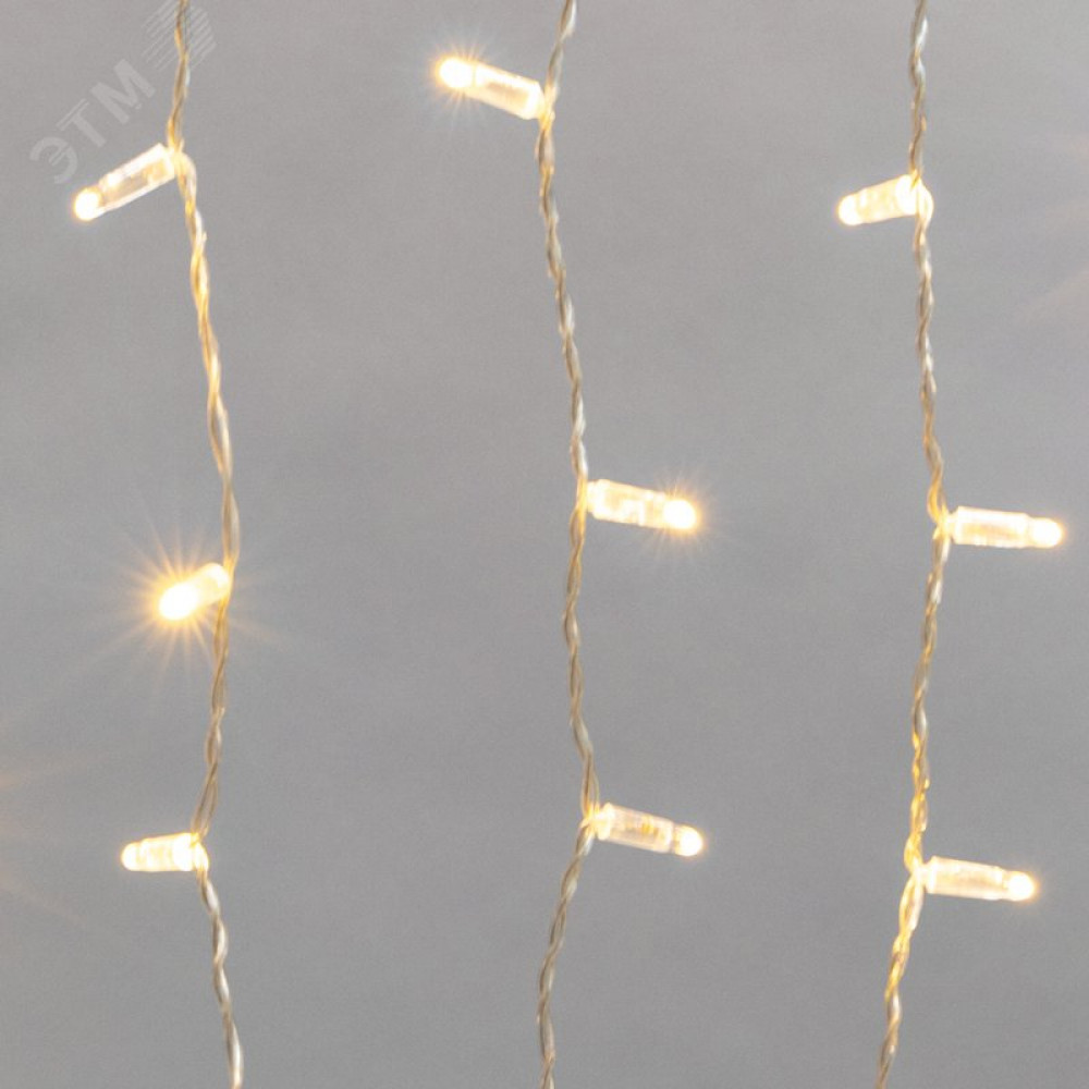 Изображение товара Гирлянда Айсикл (бахрома) светодиодный, 4,8 х 0,6 м, прозрачный провод, диоды ТЕПЛЫЙ БЕЛЫЙ, 176 LED 255-146