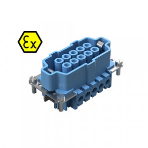 Розеточная контактная вставка EX BUS 10 2,5 09IA, Розеточная контактная вставка взрывозащищенного разъема REVOS Ex, Size 10, винтовая фиксация, с защитой провода, 10 полюсов + РЕ, 90 V, до 16 A, материал контактов: медный сплав, тип покрытия контактов: олово