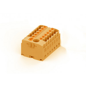 Распределительный блок TPA6/2.5-13-OG, Блок распределения потенциала, 13 точек подключения, тип фиксации провода: Push-in, номинальное сечение: 2,5/6 мм кв., 41A, 450V, цвет: оранжевый