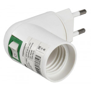 Переходник вилка 220В-патрон Е27 пластик белый EPP16-02-01-K01