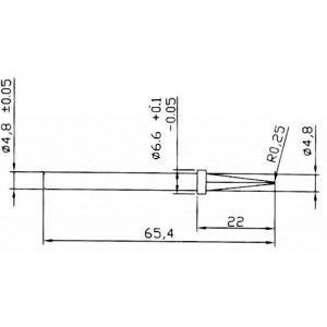 C1-2, Жало паяльное многослойное долговечное для паяльников серии ZD-98, ZD-99, диаметр 4,8мм, заостренный конус 0,5мм длиной 22мм