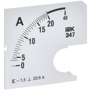 Шкала смен. для амперметра Э47 20/5А-1,5 72х72мм IPA10D-SC-0020