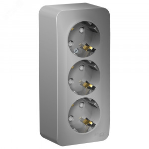 Розетка 3-м ОП Blanca 16А IP20 250В с заземл. защ. шторки с изолир. пластиной алюм. SE BLNRA011313