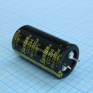 TS13DR1C223MSB0D0R, Конденсатор алюминиевый электролитический 22000мкФ 16В ±20% (25х45мм) защелкиваемые выводы 10мм 2000часов 105°C россыпь