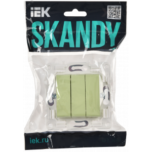 SKANDY Выключатель 3-клавишный 10А SK-V11G мятный IEK SK-V30-0-10-K06