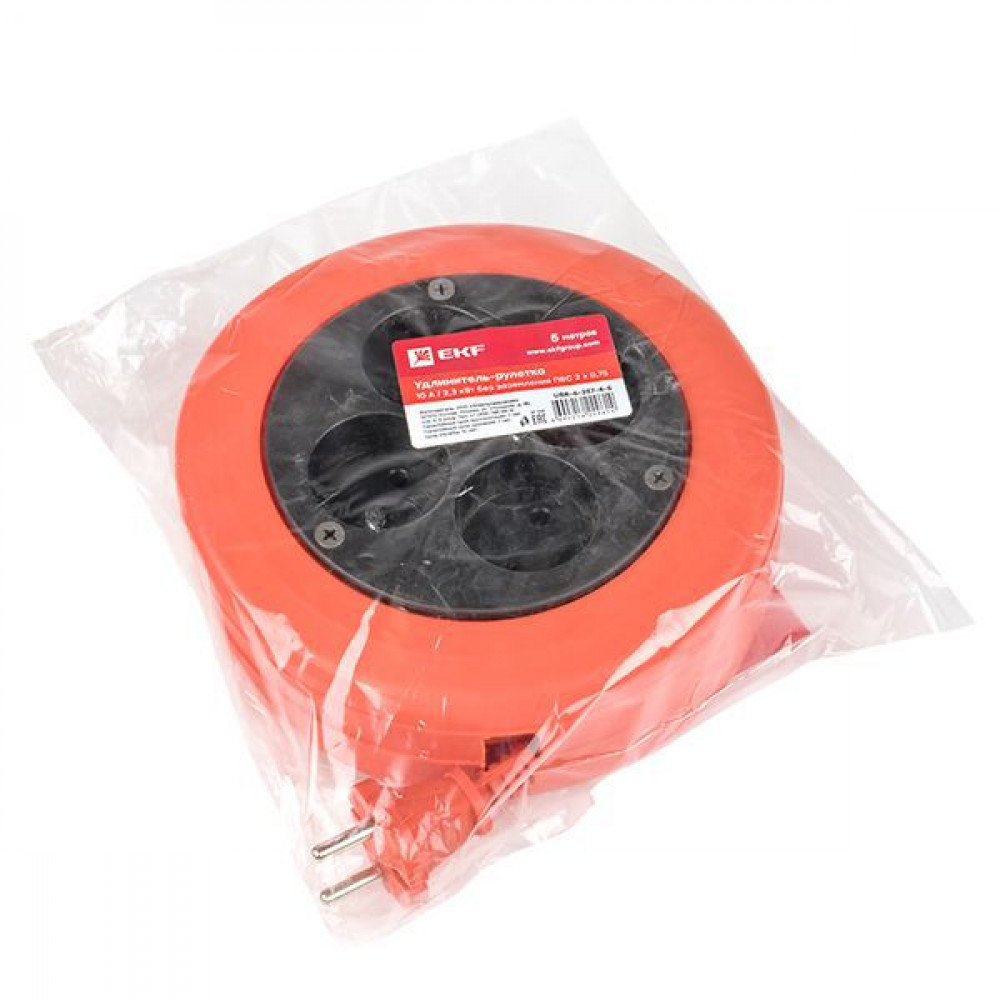 Изображение товара Удлинитель-рулетка 4 розетки 5 м без заземления IP20 ПВС 2х0,75 PROxima