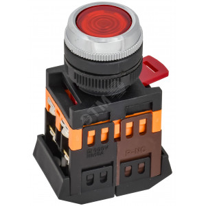 Кнопка ABLFS-22 d22мм 1з+1р 240В неон кр. BBT30-ABLFS-K04