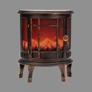 Светодиодный камин Винтаж мини с эффектом живого огня 24.8х12.7х30 см, батарейки 3хС (не в комплекте), с USB, бронзовый 511-023