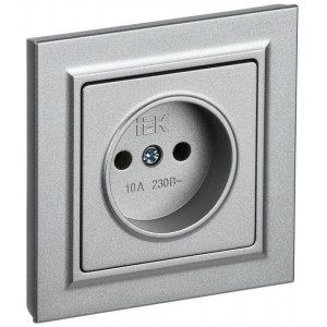 Розетка СП BRITE РСР10-1-0-БрА 10А в сборе без заземл. без защ. шторок алюм. BR-R10-10-K47-F