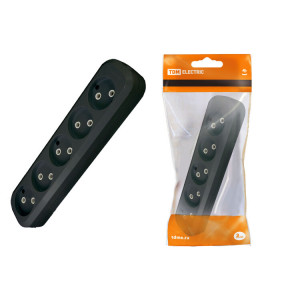 Колодка розеточная 5 гнезд 2П б/з 10А 250В черная SQ1806-0134