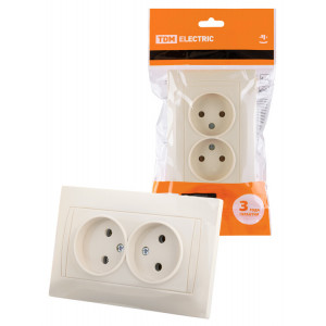 Розетка двойная 2П 10А 250В сл. кость "Лама" SQ1815-0124