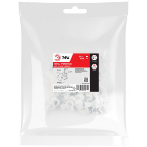Скоба пластиковая крепежная круглая 6 мм белая NO-224-568 (50 шт/уп) Б0066623