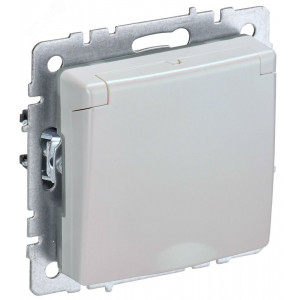 Розетка BRITE РСбш10-3-БрЖ 16А IP20 с заземл. защ. шторки с крышкой жемчуж. BR-R16-16-K36