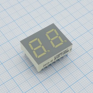 DA04-11SYKWA, 2-х разрядный индикатор 10мм/желтый/590нм/14-28мкд