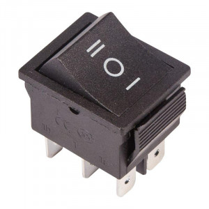 RWB-508 черный, Выключатель клавишный с нейтралью ON-OFF-ON (6c) 15А 250В