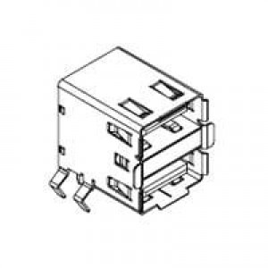 67298-4090, USB-коннекторы USB TYPE A WHITE DualStacked Au Flash