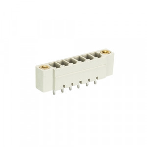 Вилочный разъем на плату 8513 S/6 GF M OB, Вилочный разъем, вертикальный, на плату, шаг: 3.5 мм, 6 полюсов, фиксация на плате пайкой, исполнение: с монтажными фланцами, без маркировки, 250V, 8А, цвет: серый