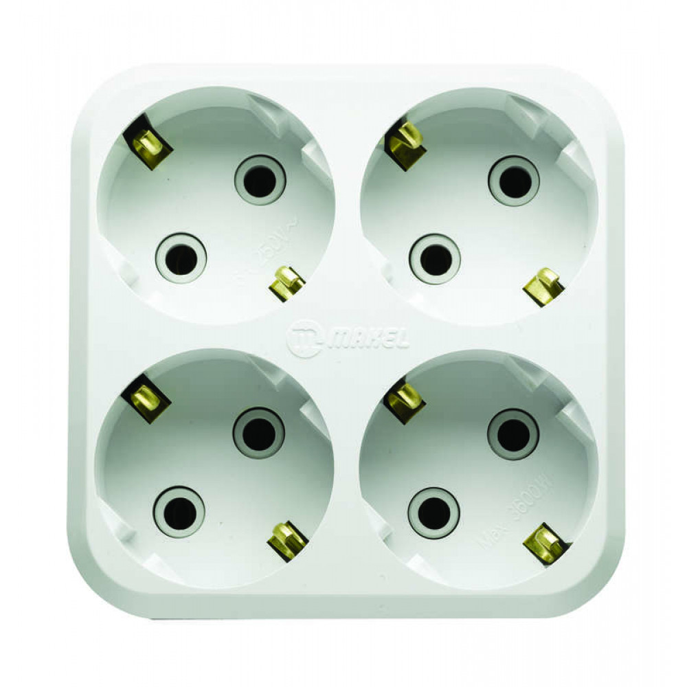 Изображение товара Разветвитель электросети 4 гнезда с заземлением MAKEL 10001205