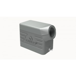 Крышка разъема D10B-SE-2g-M25, Крышка разъема на кабель, типоразмер 10B, без уплотнителя, 1 отверстие с резьбой для кабельных вводов M25x1,5, с боковым расположением, без защелки (упоры под одну защелку), материал корпуса: алюминиевый сплав