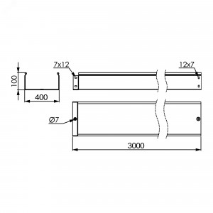 Лоток  100х400х3000, 2,0 мм, горячеоцинкованный SNH30140HDZ