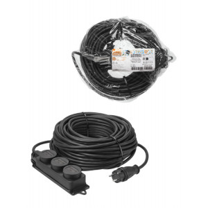 Удлинитель-шнур силовой каучук, КГ, IP44, 3 гнезда с/з, 4000 Вт, 30 м Народный SQ1307-0248